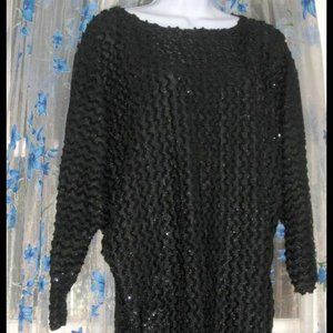 STUNNING Womens BLACK SEQUIN Mini Short DRESS by EVE'S LEAVES BOUTIQUE Sz M L